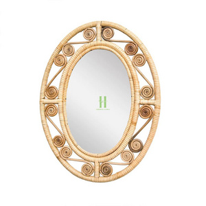 New Choice Rattan Oval Mirror Decorative Rattan Wall Mirror Wicker Decor Mirror for Bedroom Decoration Made in Vietnam Wholesale