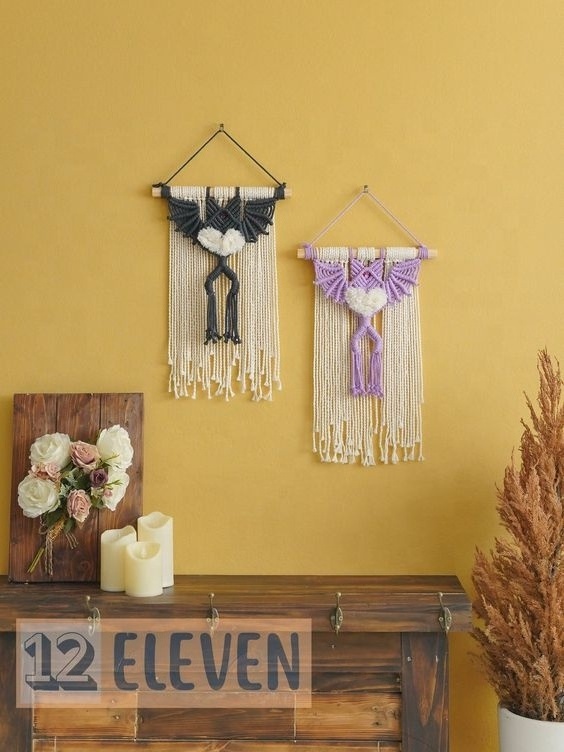 Top Sell Macrame Wall Hanging Home Decor For Halloween Wall Hanging Boho Bat Home Decoration Living Room Wholesale Handmade