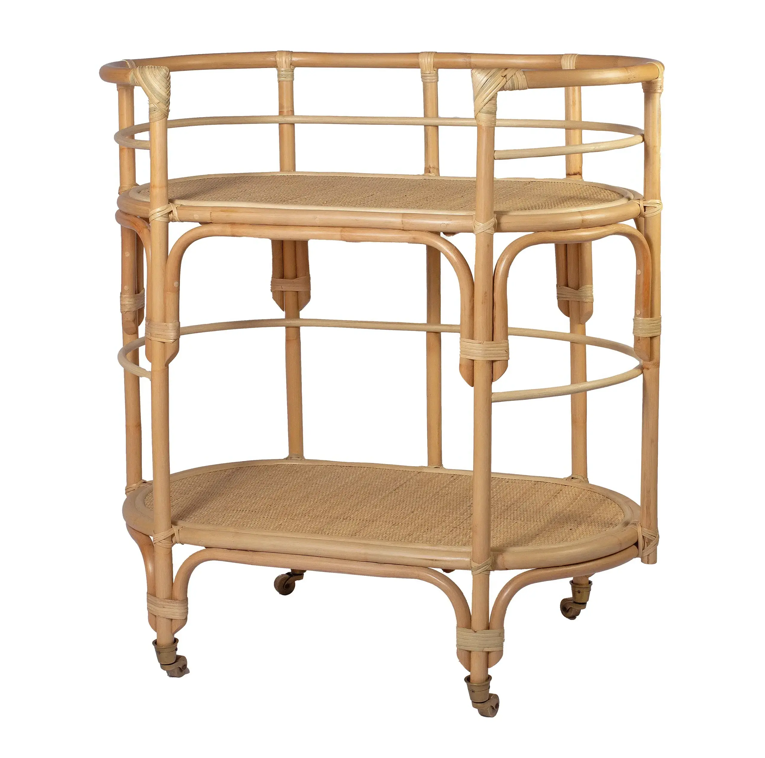 High Quality Rattan Bar Cart Handmade For Hotel Trolley Handmade Rattan Wicker OEM Acceptable Variety of Color Vietnam Handmade