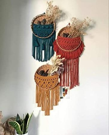 New Designs Macrame Wall Hanging Decor Basket Home Decor Boho For Living Room Hanging Decor OEM Design Customized Wholesale