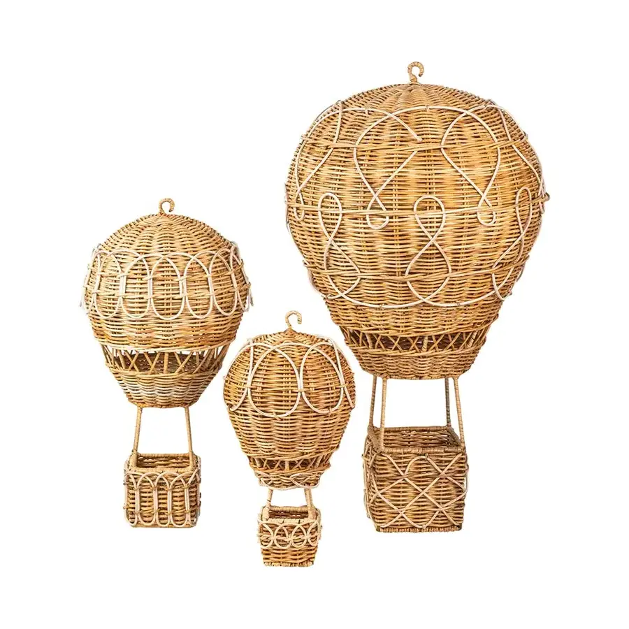 Natural Hot Air Balloon Decor For Kid Room Rattan Wall Decor Rattan Hot Air Balloon Decor for Bedroom OEM Customized Vietnam