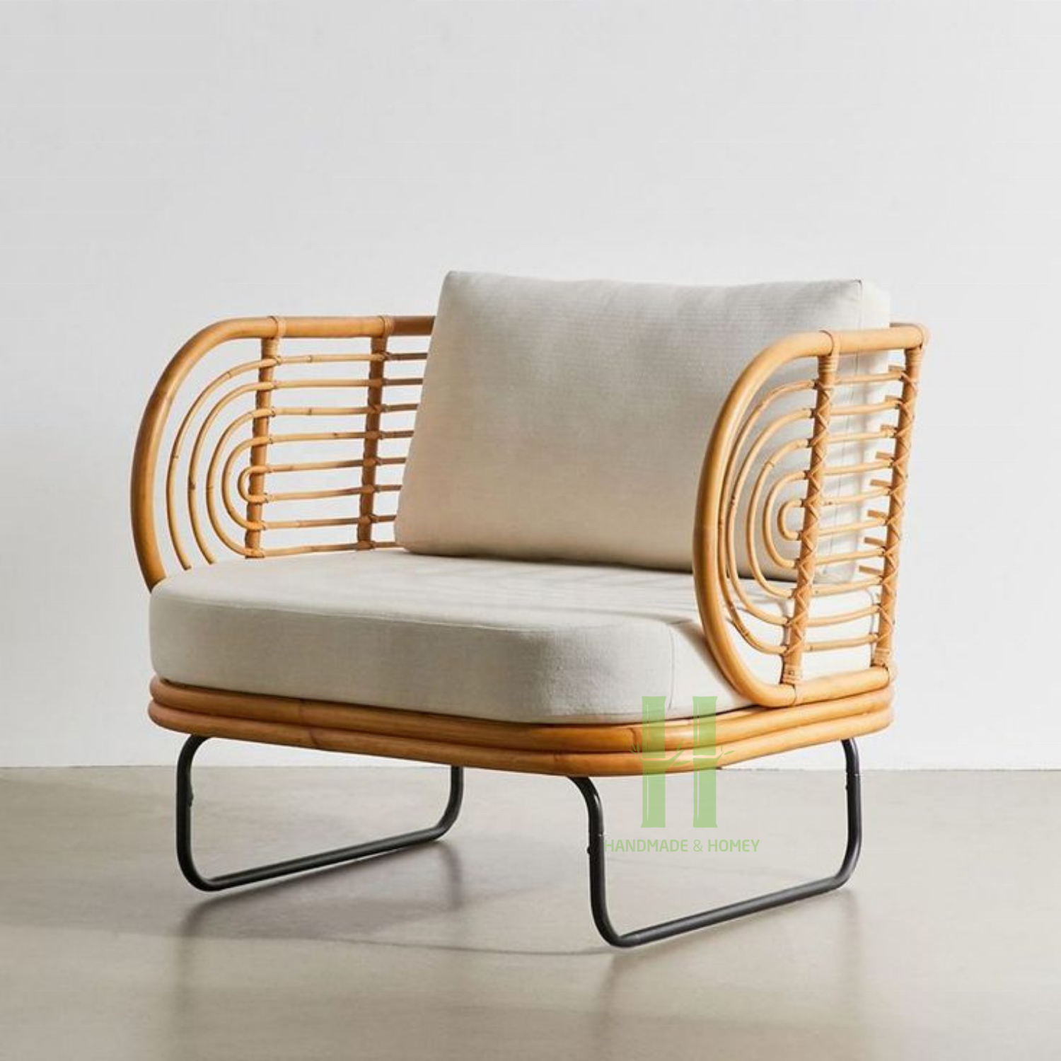 Round Rattan Lounge Chair Luxury Rattan Relaxing Chair OEM Wicker Arm Chair Best Choice Rattan Furniture from HNH Craft