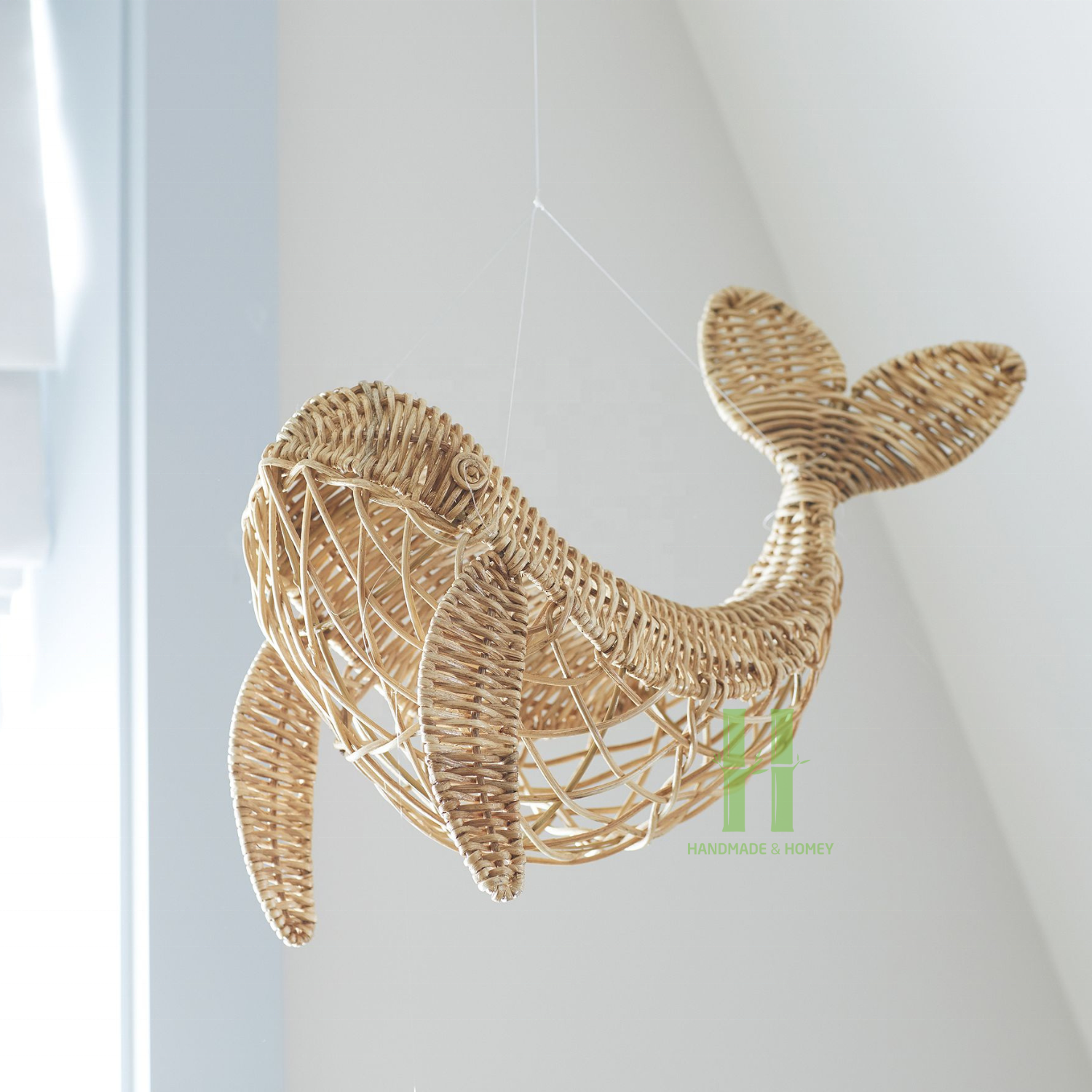 Rattan Dolphin Wall Hanging Decor Handwoven Dolphin Toys for Kids Wicker Dolphin Wall Art Customized  in Vietnam