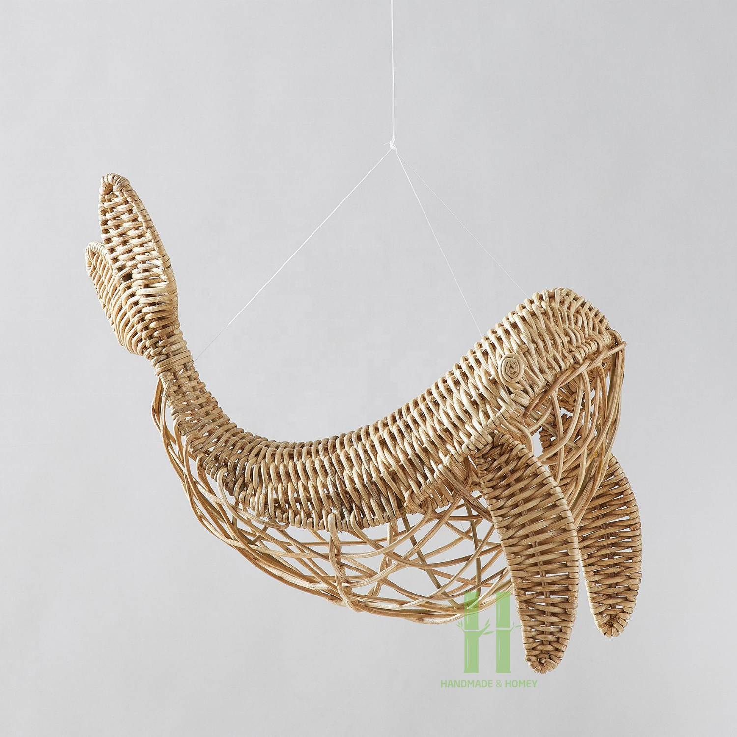 Rattan Dolphin Wall Hanging Decor Handwoven Dolphin Toys for Kids Wicker Dolphin Wall Art Customized  in Vietnam