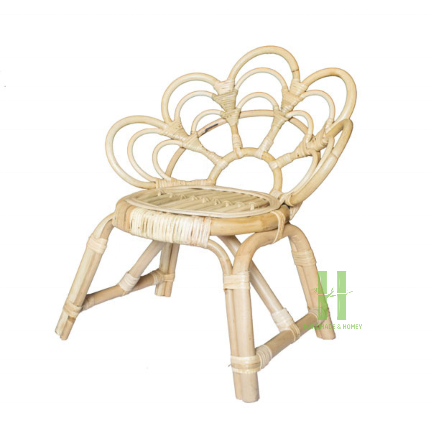 Handwoven Modern Rattan Kids Chair Rustic Rattan Flower Chair for Living Room Rattan Peacock Chair OEM Design in Vietnam Factory