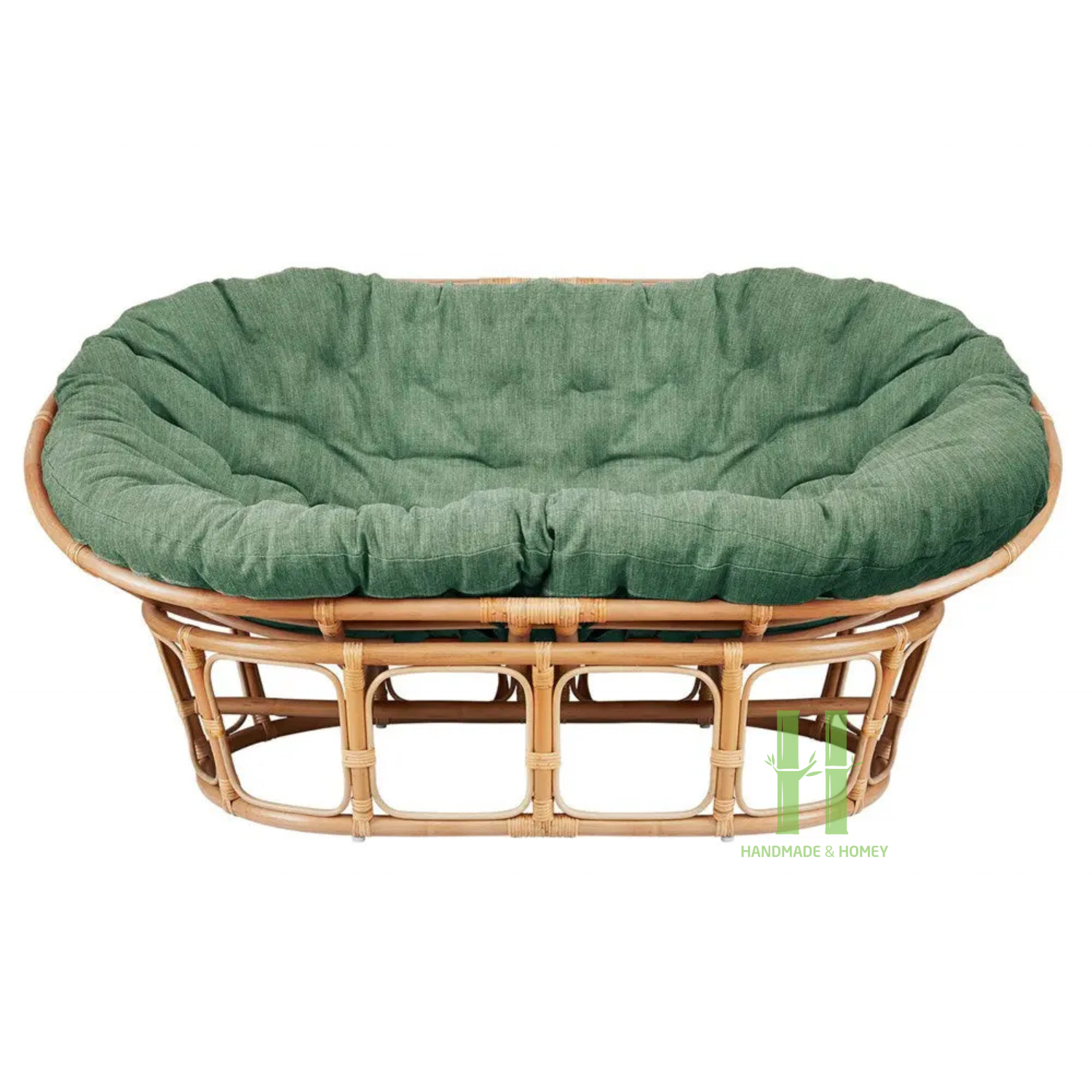 Eco Friendly Rattan Papasan Chair Double Modern Rattan Lounge with Cushion Chair Wicker Double Rattan Chair with many Colors