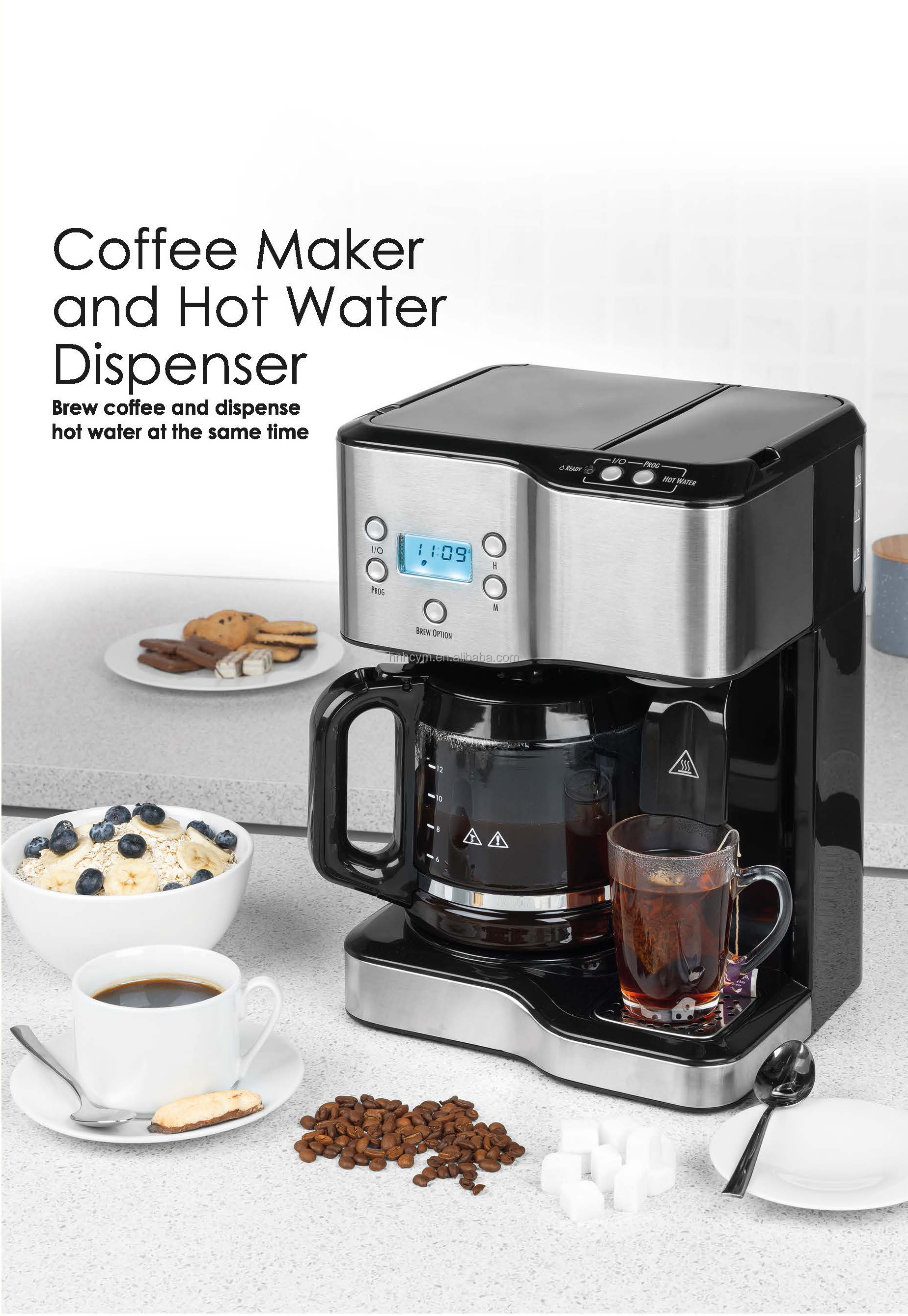 HCYM Best Tasting Drip Coffee Maker 2021 Small Coffee Drip Machine with Two Dispenser for Coffee Maker and Hot Water