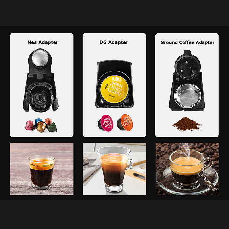 Household stainless multi capsule coffee machine High-pressure retro coffee machine for coffee capsule with milk frother