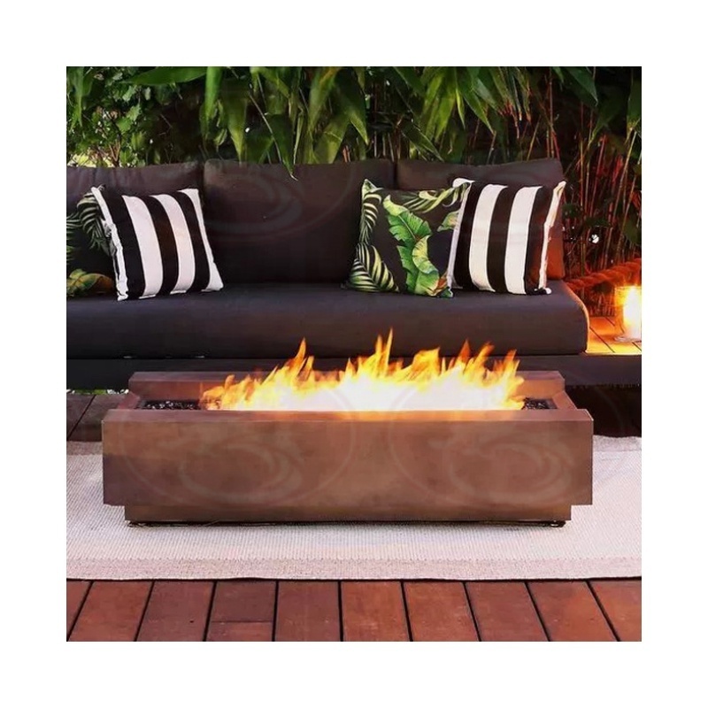 portable tabletop fire pit rectangle stainless steel ethanol large garden outdoor gas fire pit table for patio