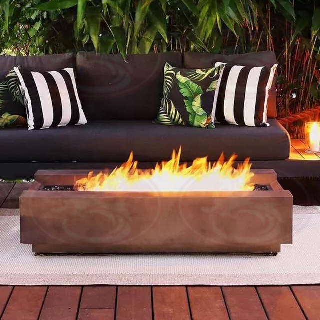 modern garden patio table corten steel large propane fire pit natural gas tabletop outdoor smokeless fire pit