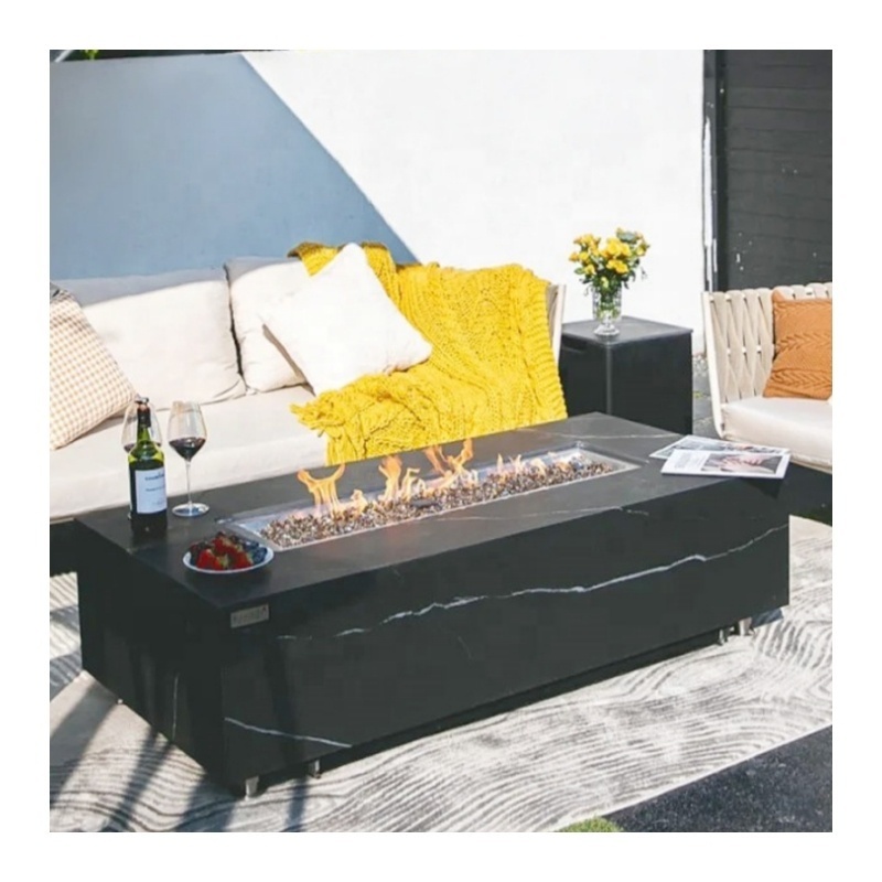 custom outdoor portable square gas a smokeless fire pit outdoor table patio garden furniture sets with fire pit