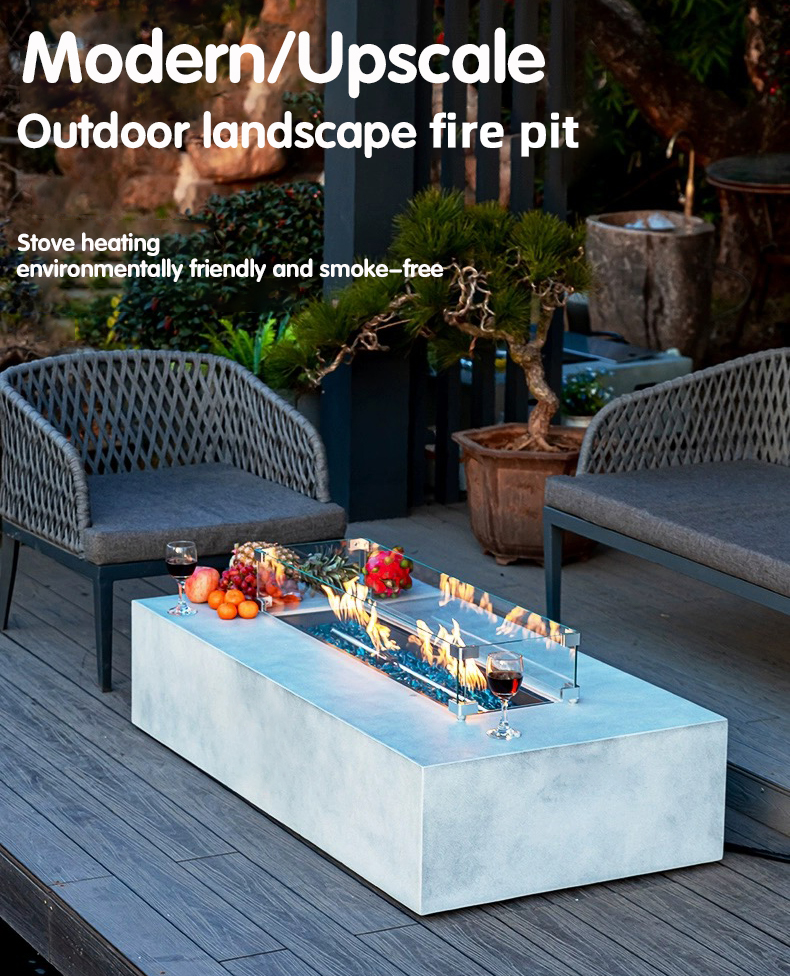 portable tabletop fire pit rectangle stainless steel ethanol large garden outdoor gas fire pit table for patio