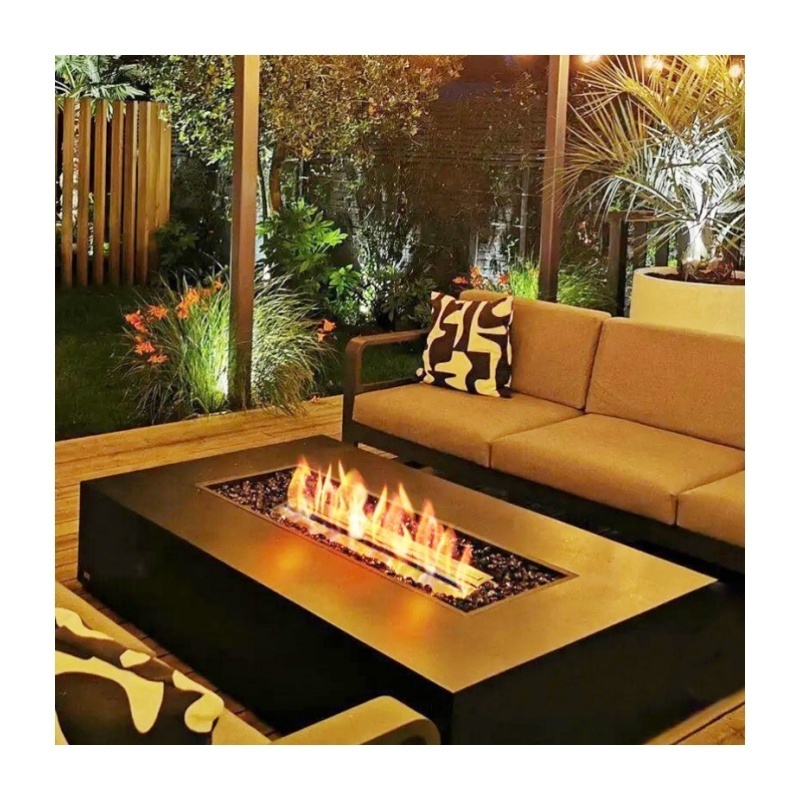 custom outdoor portable square gas a smokeless fire pit outdoor table patio garden furniture sets with fire pit