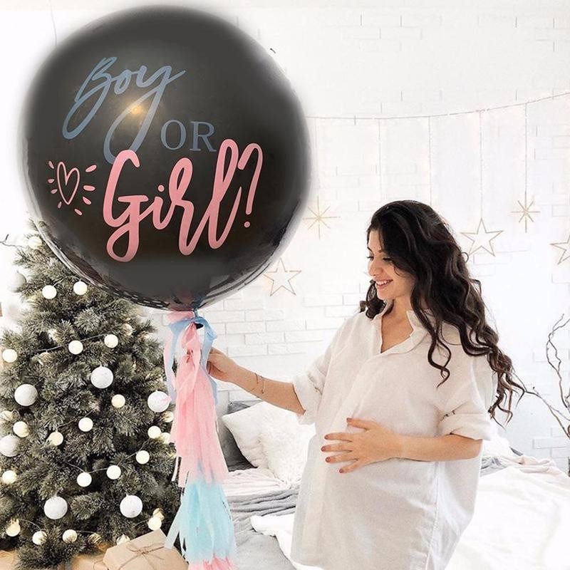 36inch Giant baby girl or boy black latex balloon With Confetti for baby shower birthday party decoration gender reveal balloon