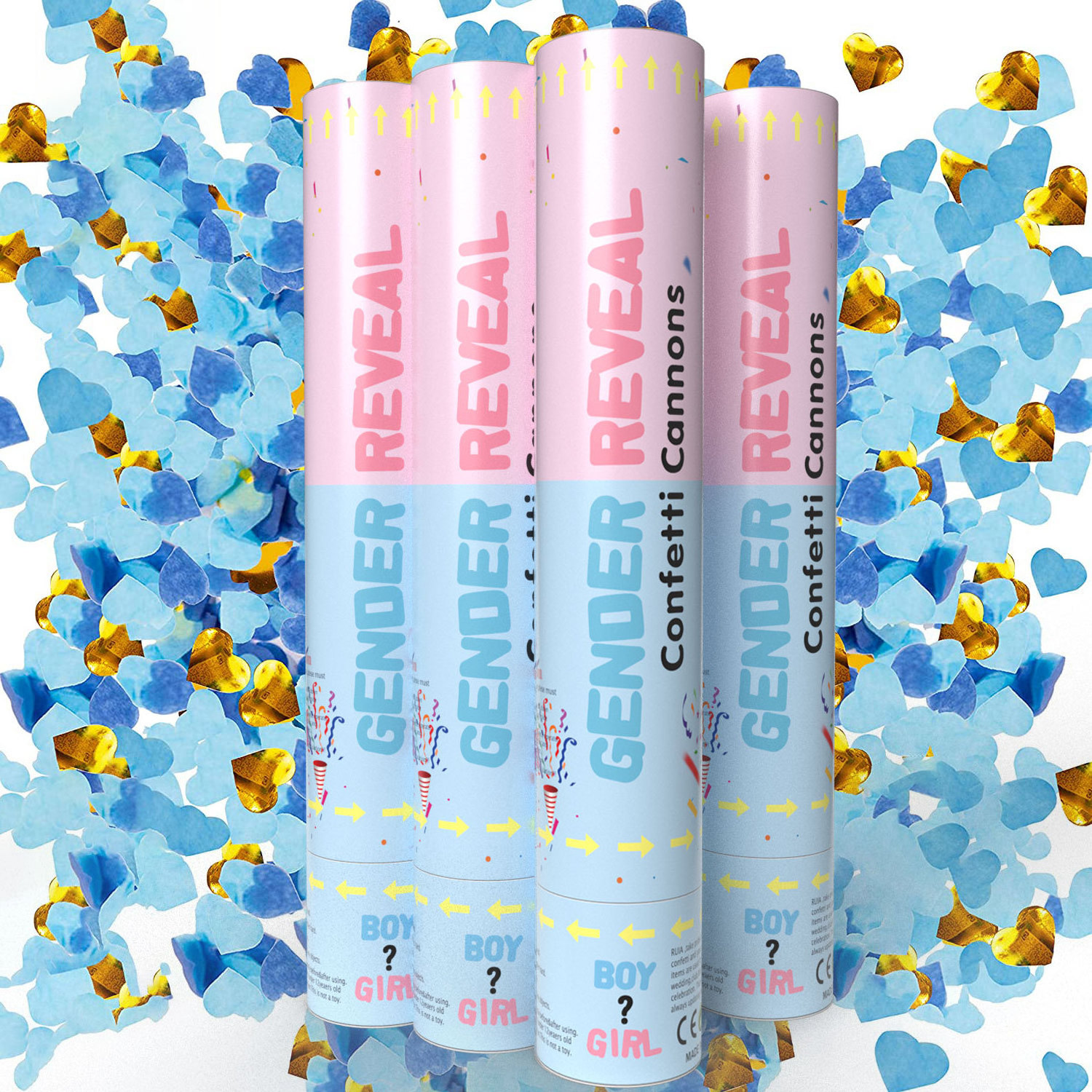 Gender Reveal Confetti Cannon Blue Pink Gender Reveal Biodegradable Powder Confetti Cannon Gender Reveal Popper