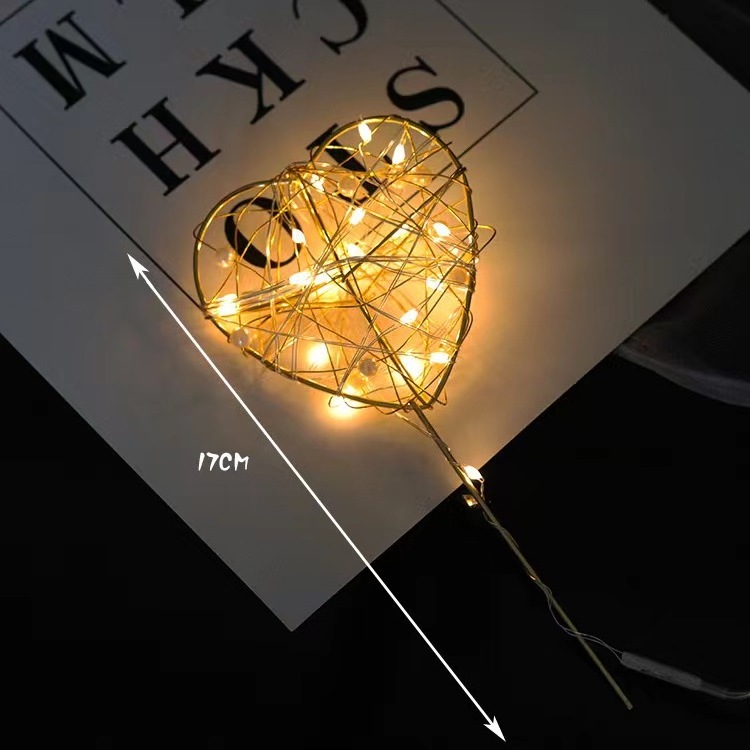 LED Light Cake Topper Iron Star Moon Heart Cake Topper for Birthday Wedding Party Cake Topper Decoration Accessories