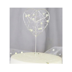 LED Light Cake Topper Iron Star Moon Heart Cake Topper for Birthday Wedding Party Cake Topper Decoration Accessories