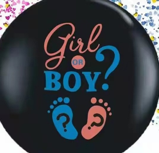 36inch Giant baby girl or boy black latex balloon With Confetti for baby shower birthday party decoration gender reveal balloon