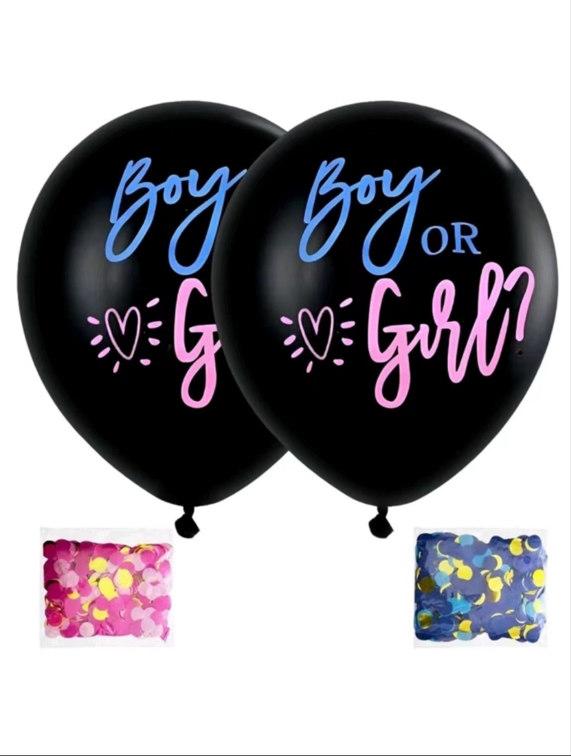 36inch Giant baby girl or boy black latex balloon With Confetti for baby shower birthday party decoration gender reveal balloon