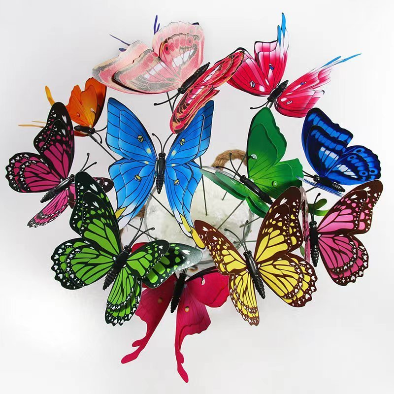 Home Living Room Three-Dimensional Butterfly Decoration Stick 3D Butterflies Cake Party Birthday Wedding Supplies Decoration