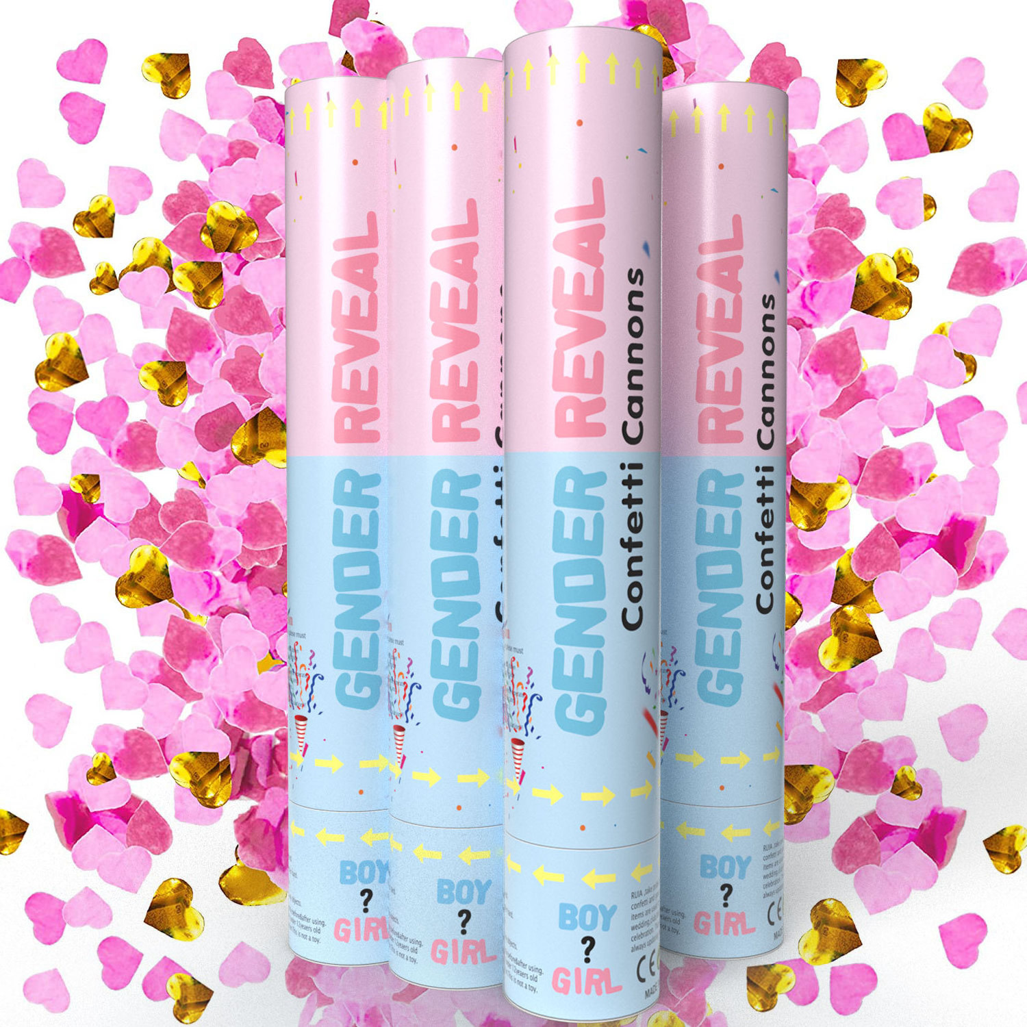 Gender Reveal Confetti Powder Cannon Gender Reveal Party Supplies Popper- Smoke Powder Confetti Sticks Cannons Confetti Cannon