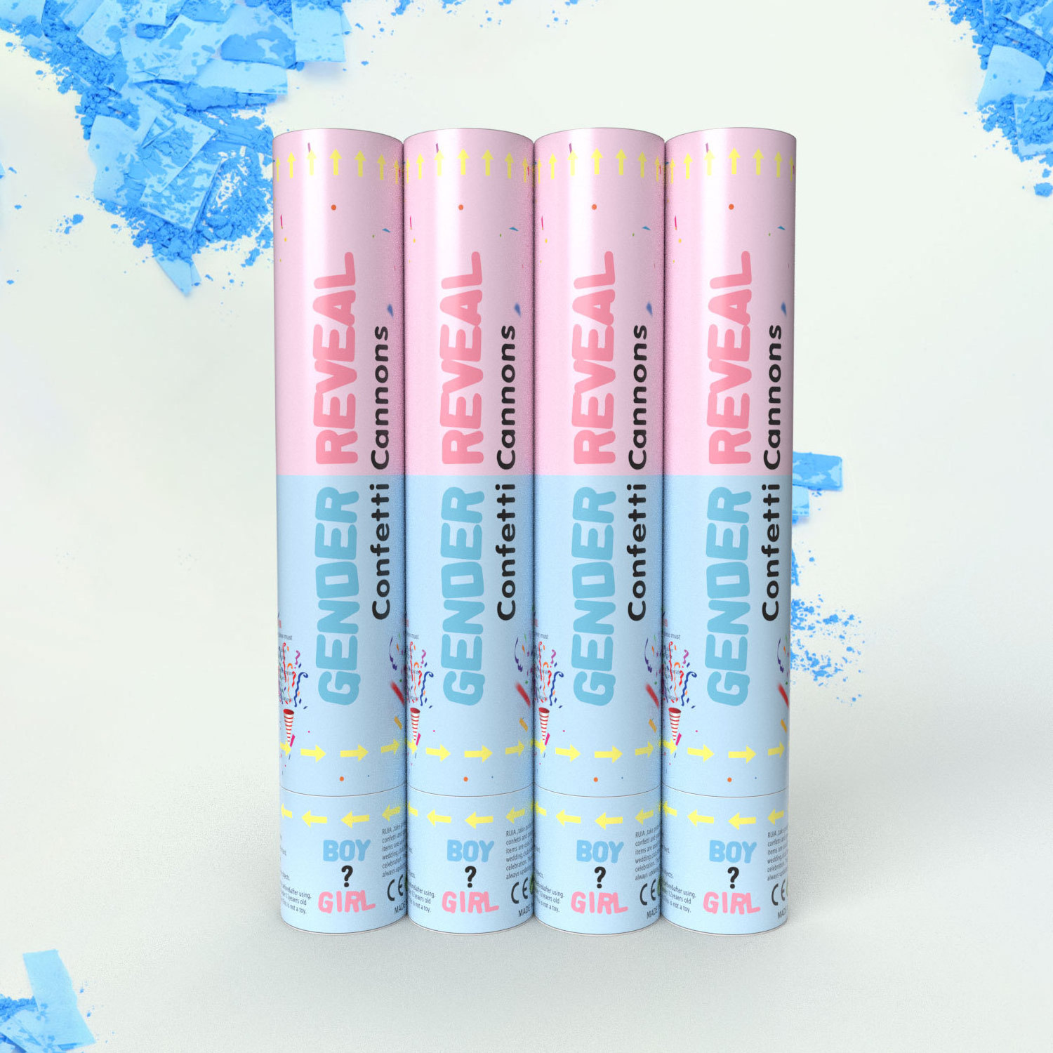 Gender Reveal Confetti Powder Cannon Gender Reveal Party Supplies Popper- Smoke Powder Confetti Sticks Cannons Confetti Cannon