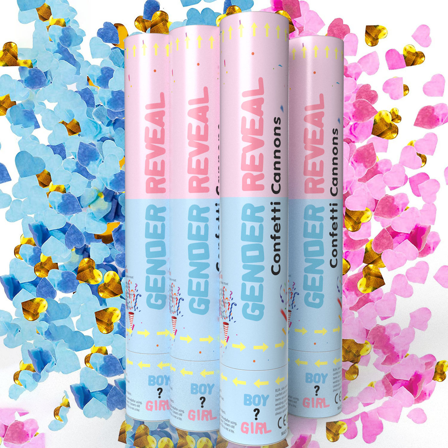 Gender Reveal Confetti Powder Cannon Gender Reveal Party Supplies Popper- Smoke Powder Confetti Sticks Cannons Confetti Cannon