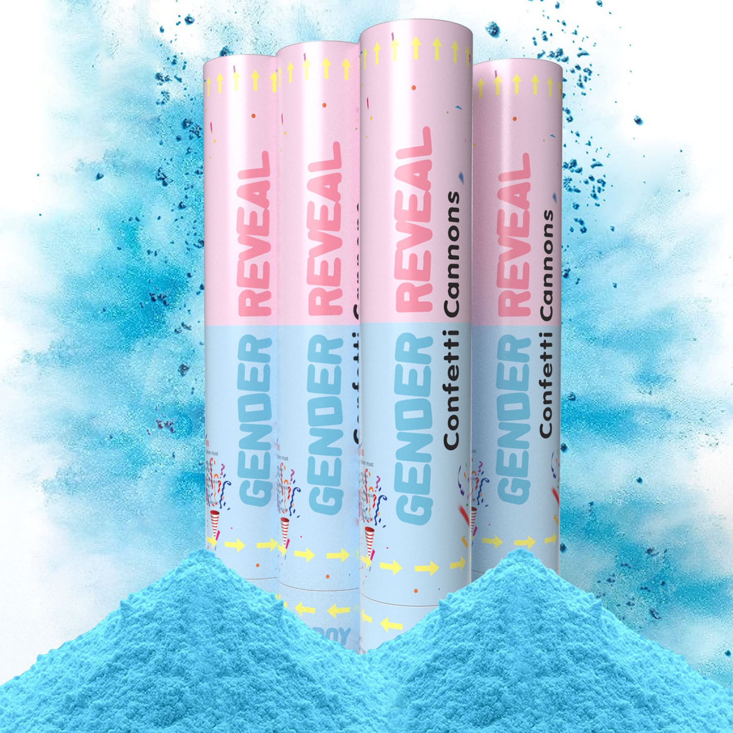 Gender Reveal Confetti Powder Cannon Gender Reveal Party Supplies Popper- Smoke Powder Confetti Sticks Cannons Confetti Cannon