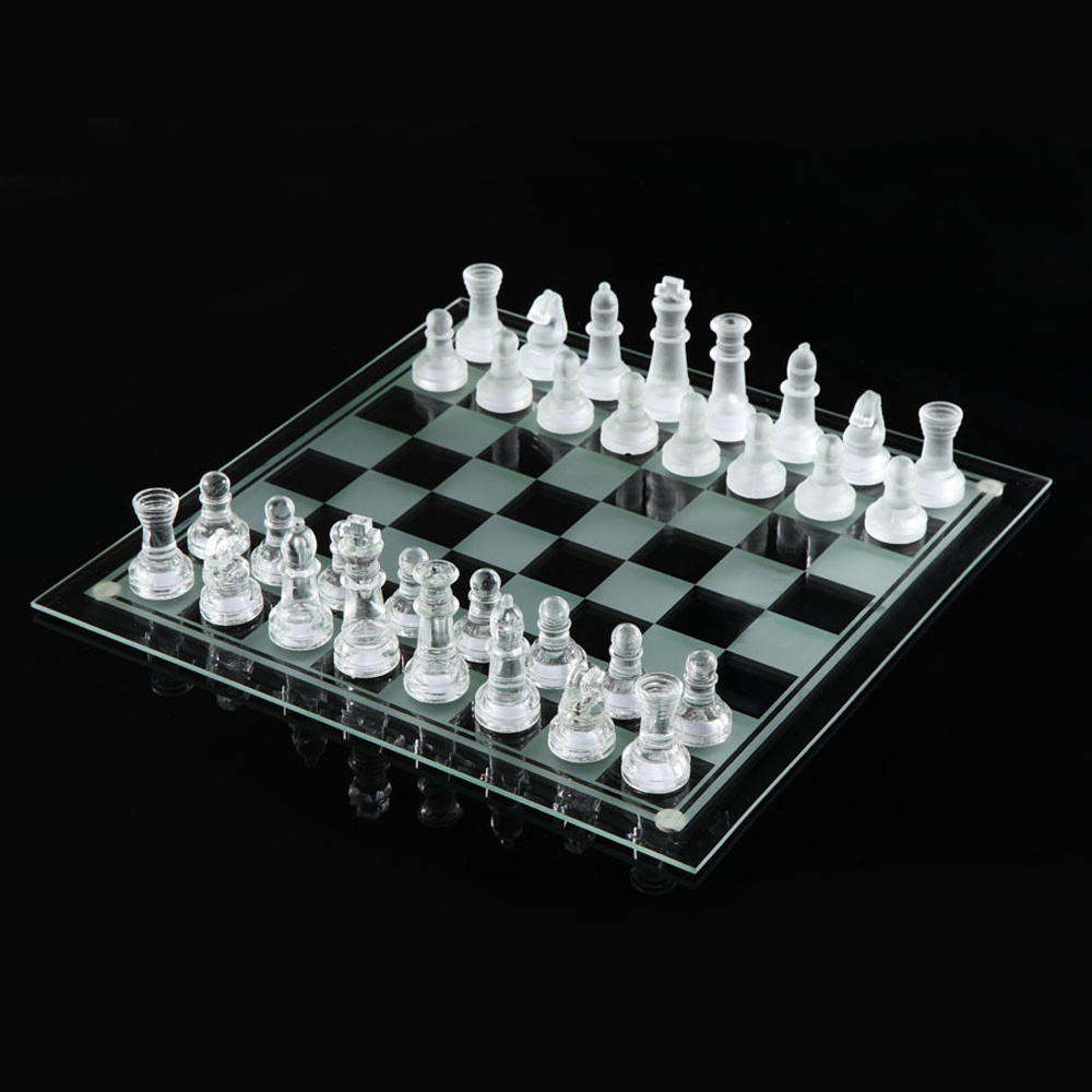 Wholesale Glass Chess Crystal Clear Frosted Chess Set Board Games Chess Games