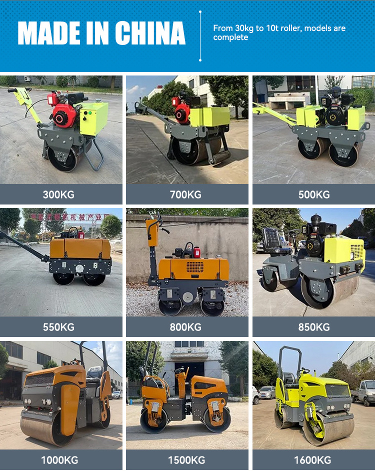 China Small Double Drum Road Roller  Machinery 1 Ton 2 Ton 3 Ton 4 Ton 5 Ton mini road roller