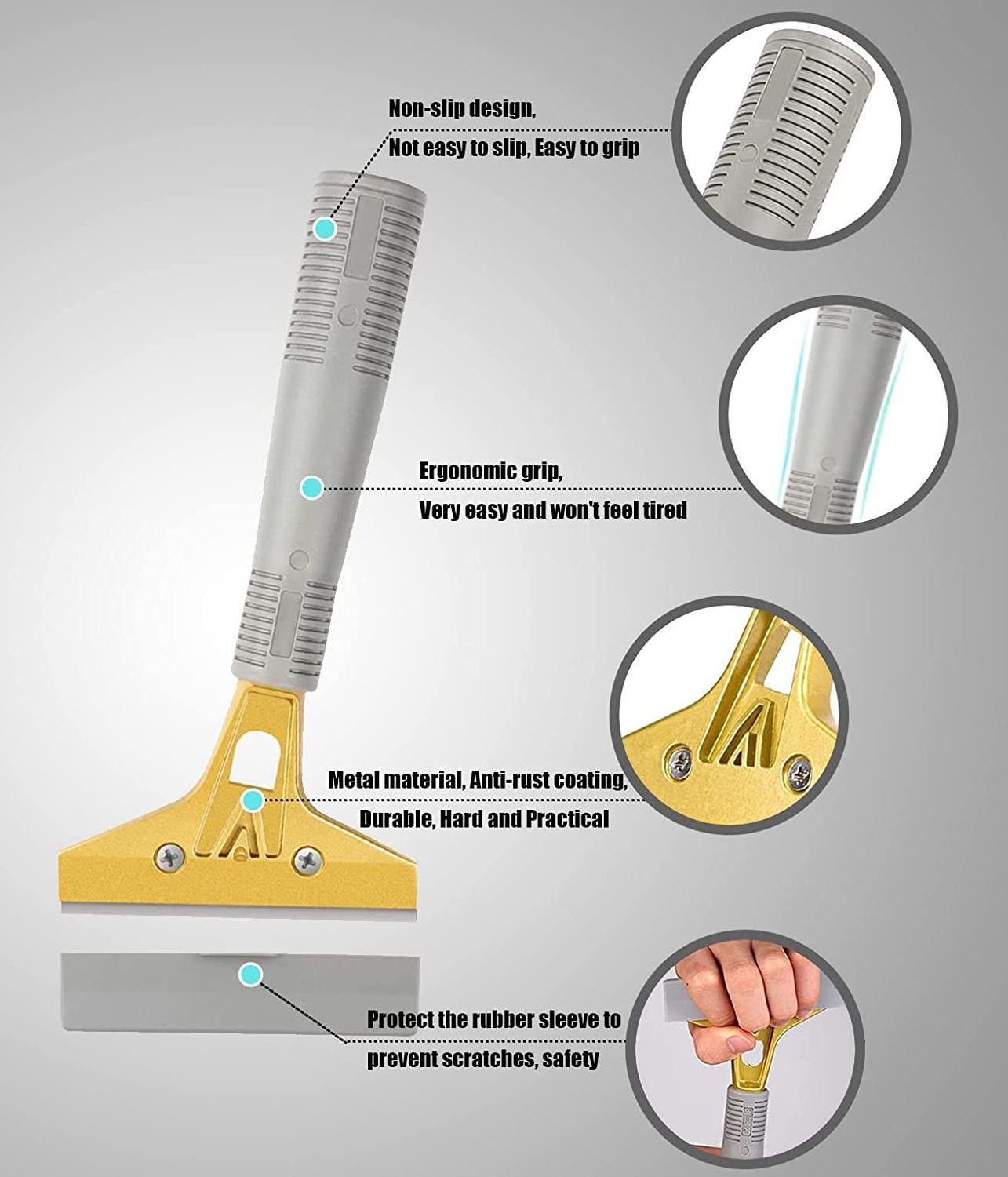 4 Inch Cleaning Scraper Tools for Glass with 10PCS Replaceable Blades, Scraper Tool Set for Removing Paint, Decals, Adhesive, Ta