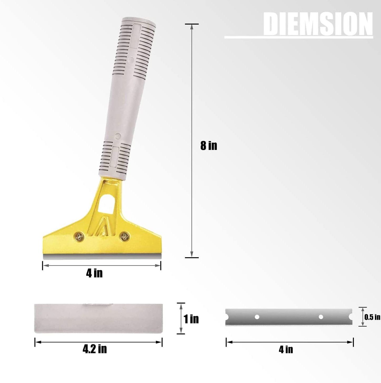 4 Inch Cleaning Scraper Tools for Glass with 10PCS Replaceable Blades, Scraper Tool Set for Removing Paint, Decals, Adhesive, Ta