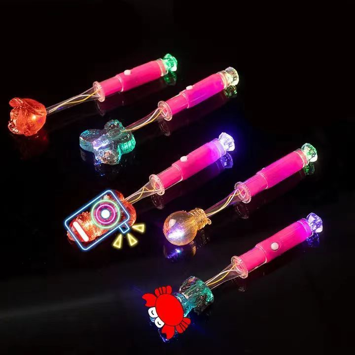 New Trend Ball Shape Lollipop Three Lights Glowing LED Colorful Glitter Stick with Fruity Flavor Sweet and Sour Candy