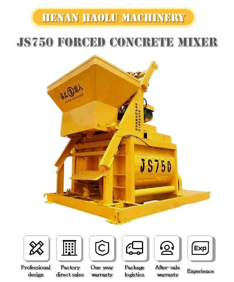 Electric JS750 muller cement mixer  js750 twin shaft concrete mixer china js750 hamac portable concrete mixers