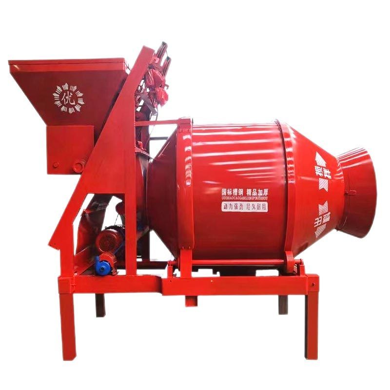 Fully automatic JZC 1000 litre drum cement concrete mixers with hopper lift electric diesel engine mobile 1 yard concrete mixer