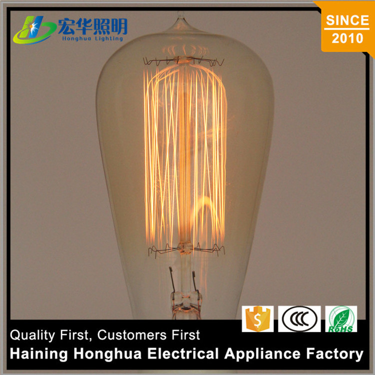 ST64 vintage Edison style clear amber yellow light pendant lamp bulb