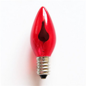 C7 3W red colorful clear 360 degree flicker flame light bulb for home decoration