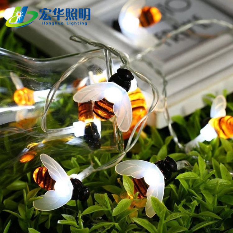 Festival decor bee shape solar string Christmas decoration garden rope lights bulb