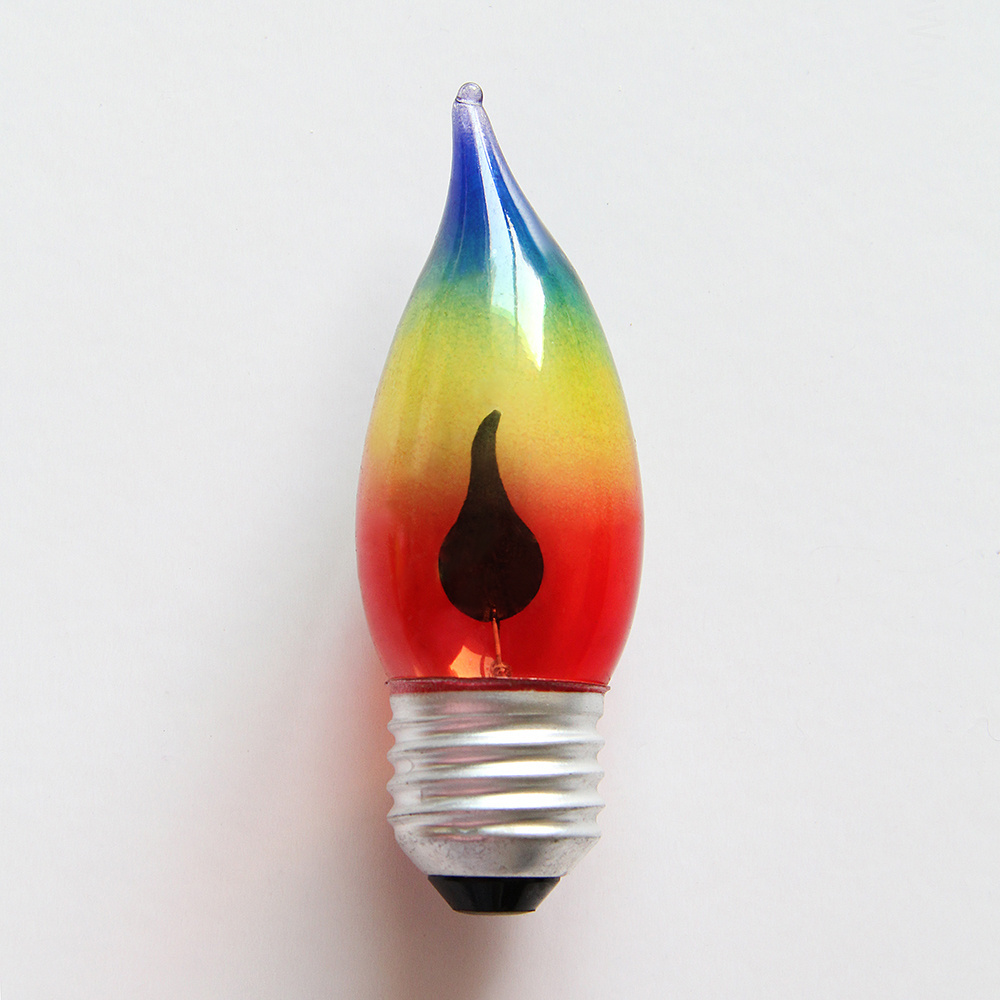 Cal35 E14 3W LED beautiful rainbow flicker flame long tailed light bulb