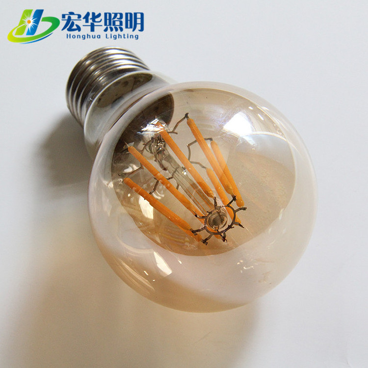 A60 A19 6W amber glass LED light filament bulb for decoration