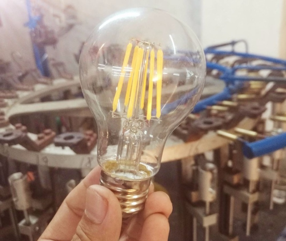 A60 A19 6W amber glass LED light filament bulb for decoration