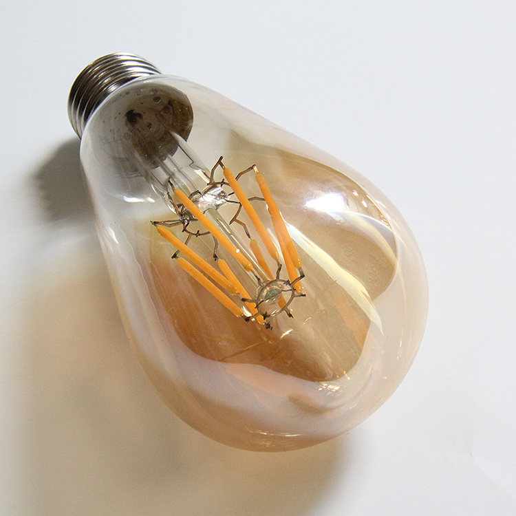 St64 E27 B22 220V Amber glass cover 360 degree filament unique raw material light LED bulb