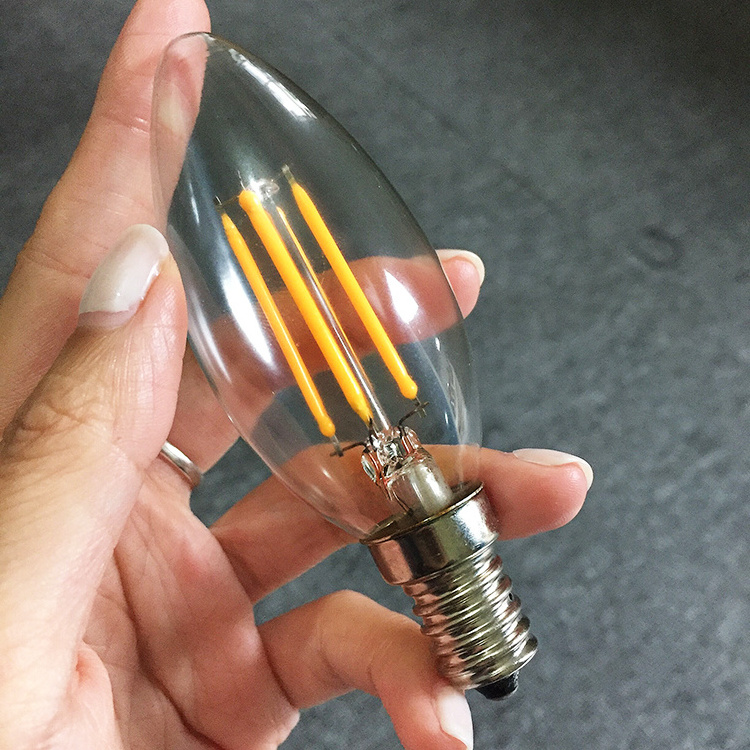 C35 E12 4W warm cool white led candle filament light bulb