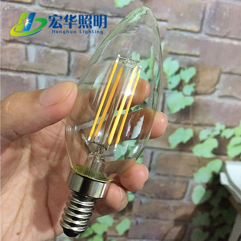 C35 E12 4W warm cool white led candle filament light bulb