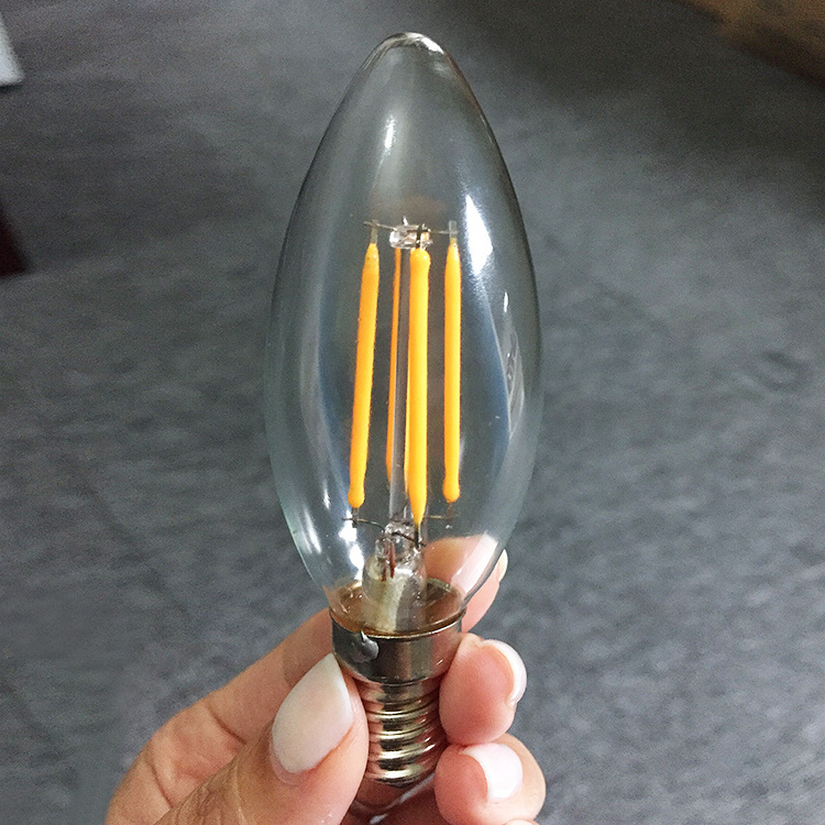 C35 E12 4W warm cool white led candle filament light bulb