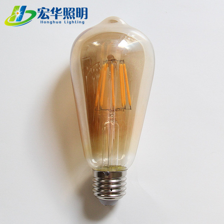 ST64 6W amber color vertical LED strip shape led filament industrial style lights bulb