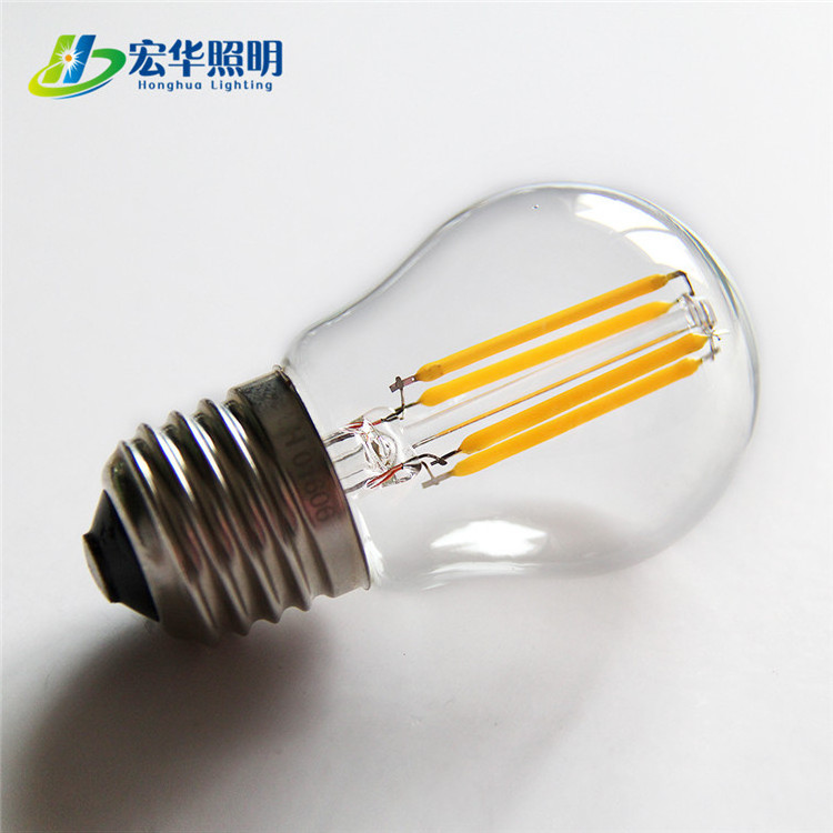 PS45 E27 B22 base 2 watt clear glass cover LED filament light bulb for decoration