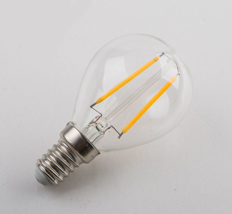 PS45 E27 B22 base 2 watt clear glass cover LED filament light bulb for decoration