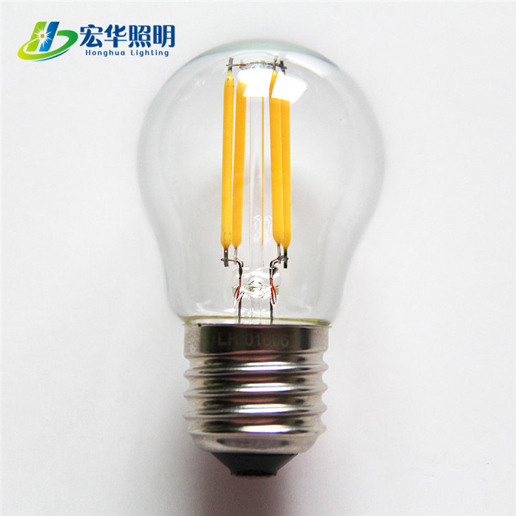 PS45 E27 B22 base 2 watt clear glass cover LED filament light bulb for decoration