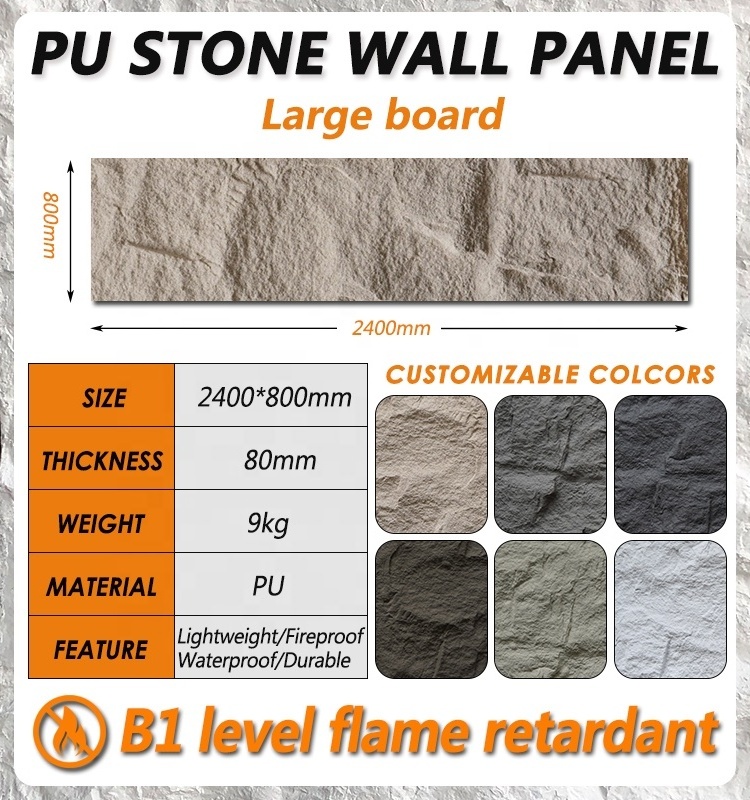 3d lightweight polyurethane culture veneer faux pu stone wall panel for outdoor and interior wall